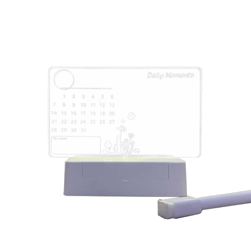 Стираемый акриловый Настольный светодиодный ночсветильник с календарем, подставкой и маркером