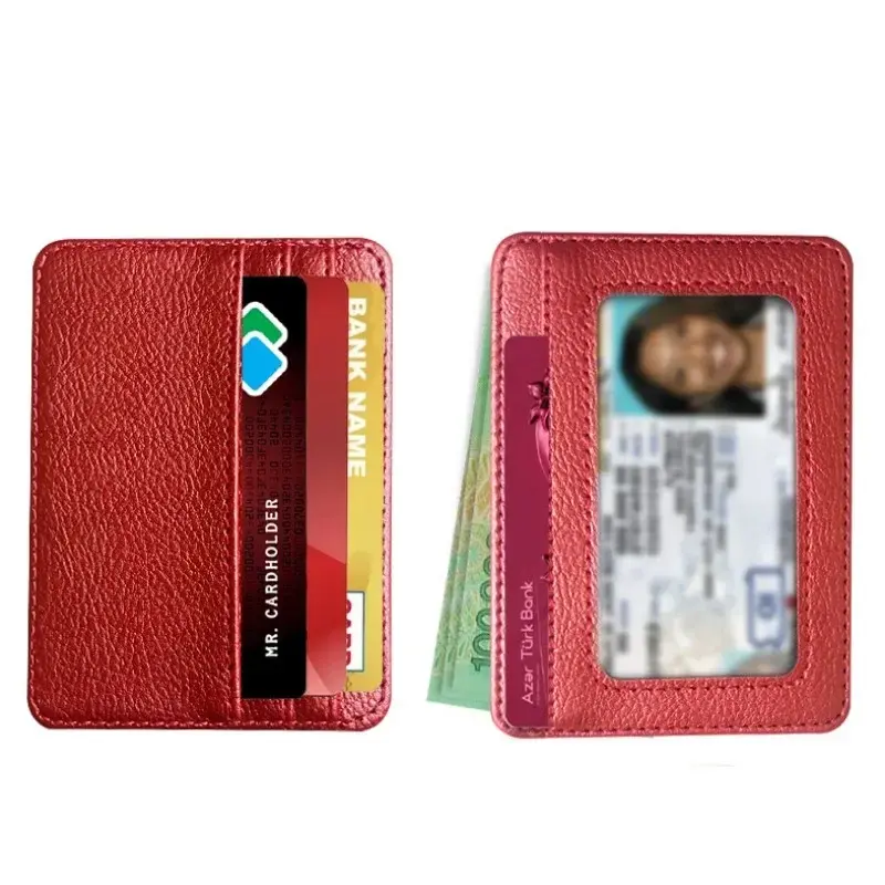 Bolso de tarjeta con marco para hombres y mujeres, tarjeta de gran capacidad, cuero de PU, bolso de tarjeta ultrafino múltiple
