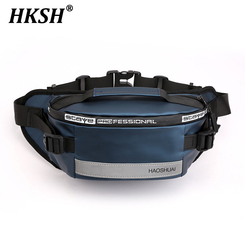 HKSH-حقيبة الخصر في الهواء الطلق ، تشغيل إغلاق ، أكياس الصدر الشريط العاكسة ، منع السرقة الهاتف المحمول ، حقيبة ظهر أمين الصندوق ، الموضة الجديدة ، HK0880