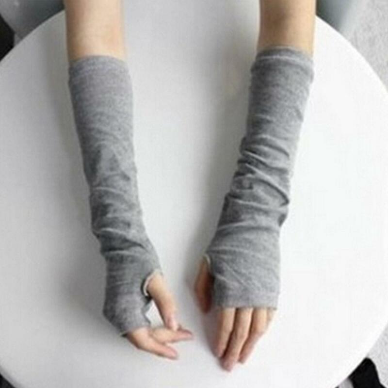Elbow Gloves for Women's Fashion Knitted Arm Fingerless Long Mitten Wrist Elastic Warm Femme Gloves Winter