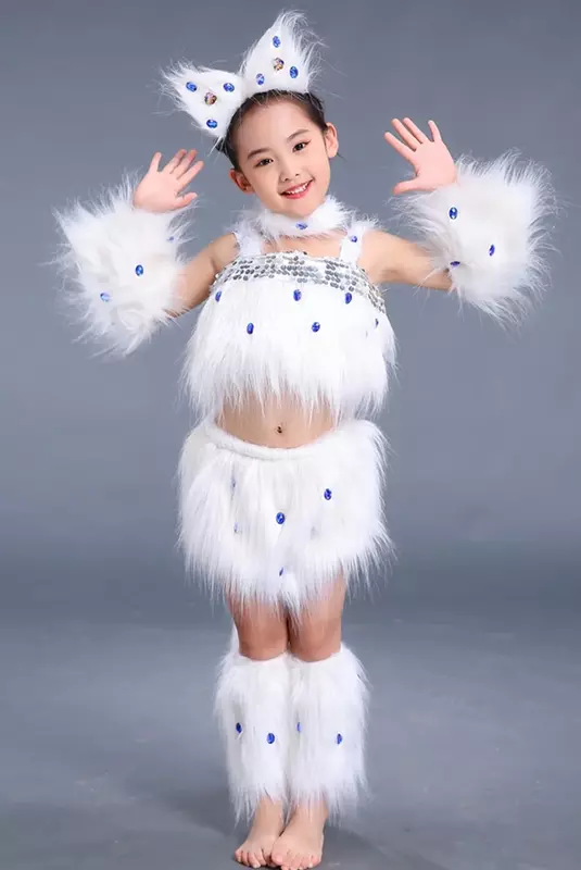 Halloween Carnival Party Fancy Kids Girls Cosplay Costumes Animal Soft Kitty Cat Clothing Set Stage Wear Dance Clothes