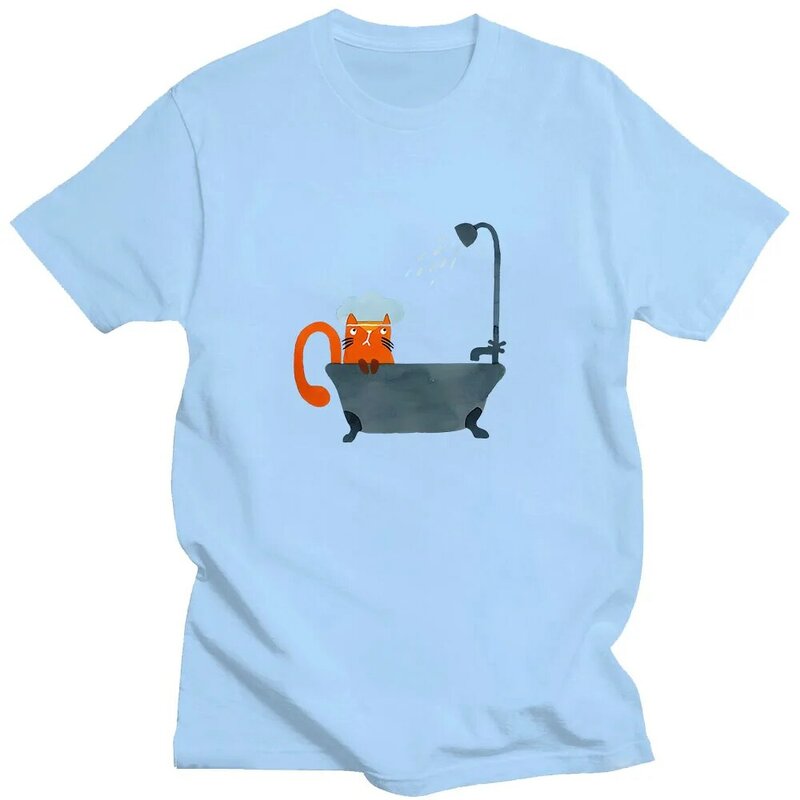 T-shirt doccia gatto manica corta carino 100% cotone maglietta di alta qualità maglietta cartone animato stampa Anime Roupas Femininas Kawaii Tees