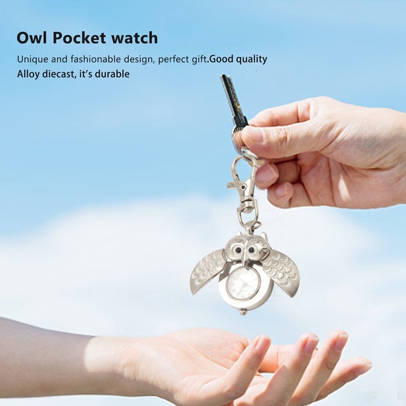 Podwójnie otwarty zegarek kieszonkowy z kluczem Owl