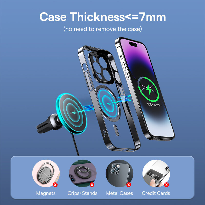 Baseus-soporte magnético de teléfono para coche, cargador inalámbrico de carga rápida de 15W para iPhone 15, 14, 13 Pro Max