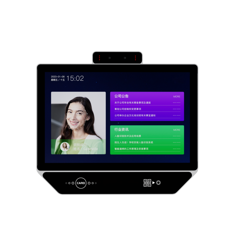 Lector de tarjetas de reconocimiento facial para exteriores, código QR, grabación de tiempo biométrica inteligente, WIFI, API gratuita, productos de Control de acceso de cámara, 10 pulgadas