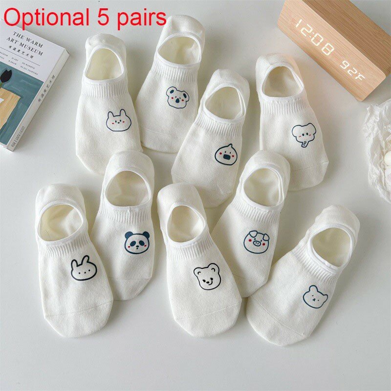 Носки 5 пар с милым принтом животных удобные дышащие мужские женские носки невидимые мужские носки GZ104