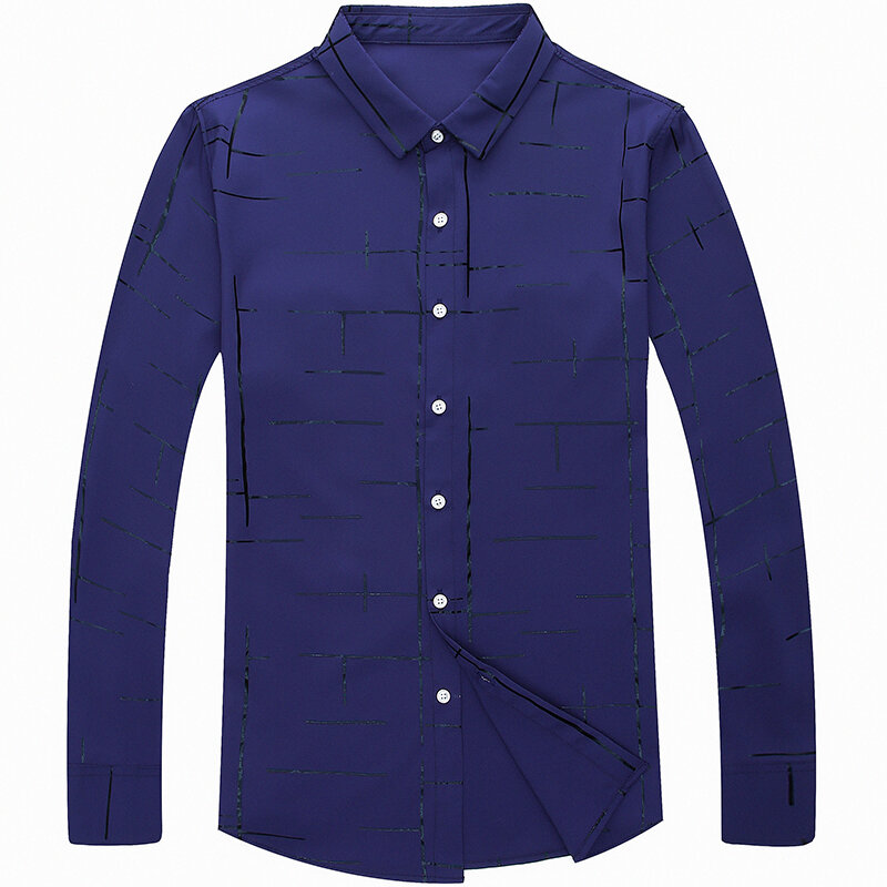 2022 marca Casual Plaid lusso Plus Size manica lunga Slim Fit camicia da uomo primavera Social Dress camicie moda uomo Jersey 41607