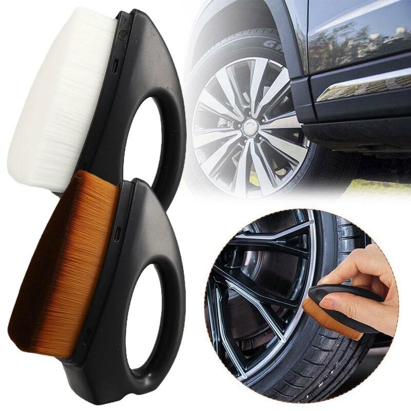 Escova portátil do detalhe do mini pneu de carro, aperto confortável, sintético, high-density, fibra, limpeza