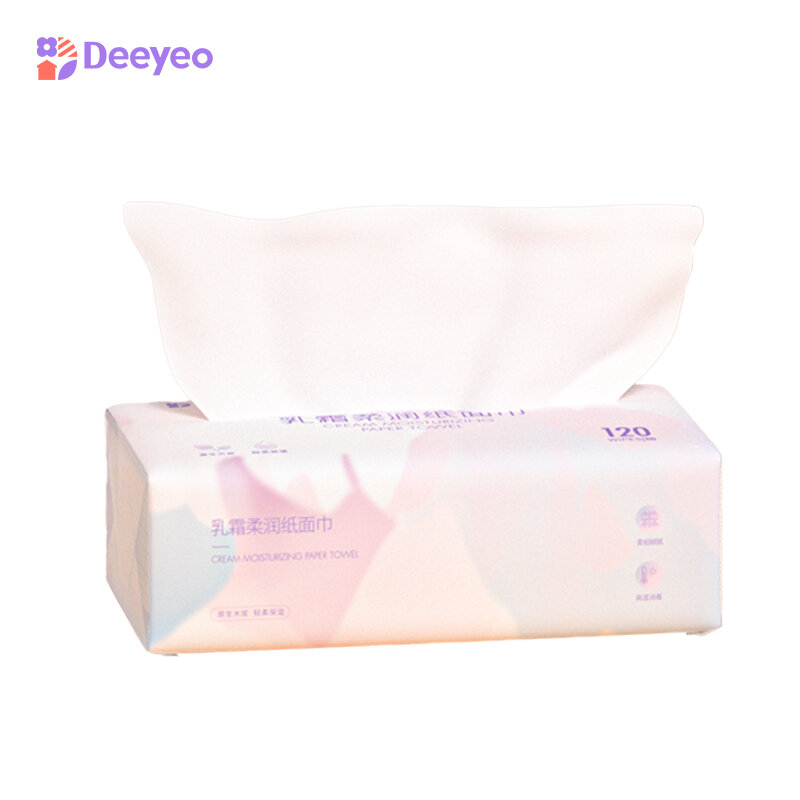 Deeyeo bebê tecido facial especial de papel hidratante bebê super macio rosto toalha de algodão grande 3-ply pacote macio 120 peças