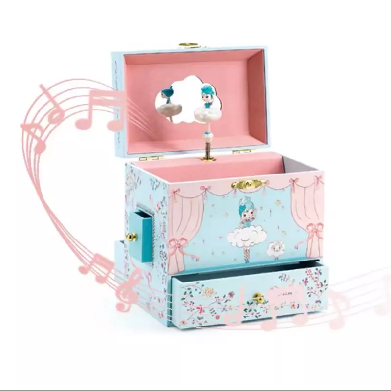 Caja de almacenamiento de música para niños, regalo de Navidad de madera, manivela giratoria de mano, Princesa, joyería Musical para niñas