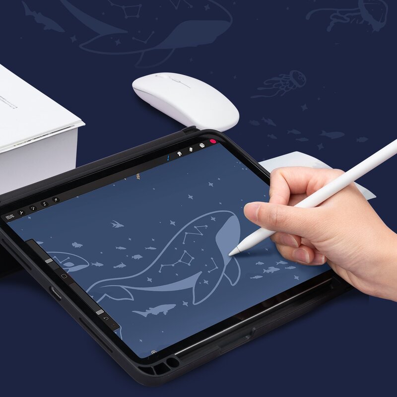 GeekShare iPad Pro 12.9 Casing 2021 dengan Penutup Tempat Pensil untuk iPad Pro 11 2020 Casing Tablet Funda Klip Pelindung untuk iPad Pro