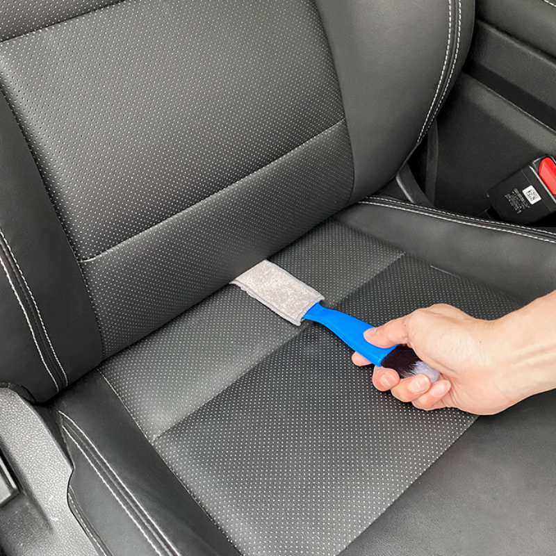 Interior do carro detalhando escova de limpeza ar condicionado saída de ar dashboard dust cleaner multifuncional duplo-cabeça escova ferramentas