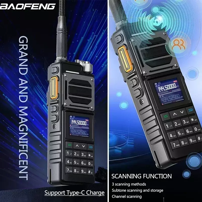 Портативная рация Baofeng UV-25 10 Вт, шесть диапазонов, беспроводная копия частоты, УФ 25 PRO MAX BF X5, зарядное устройство типа C, FM, приемопередаточное устройство дальнего действия