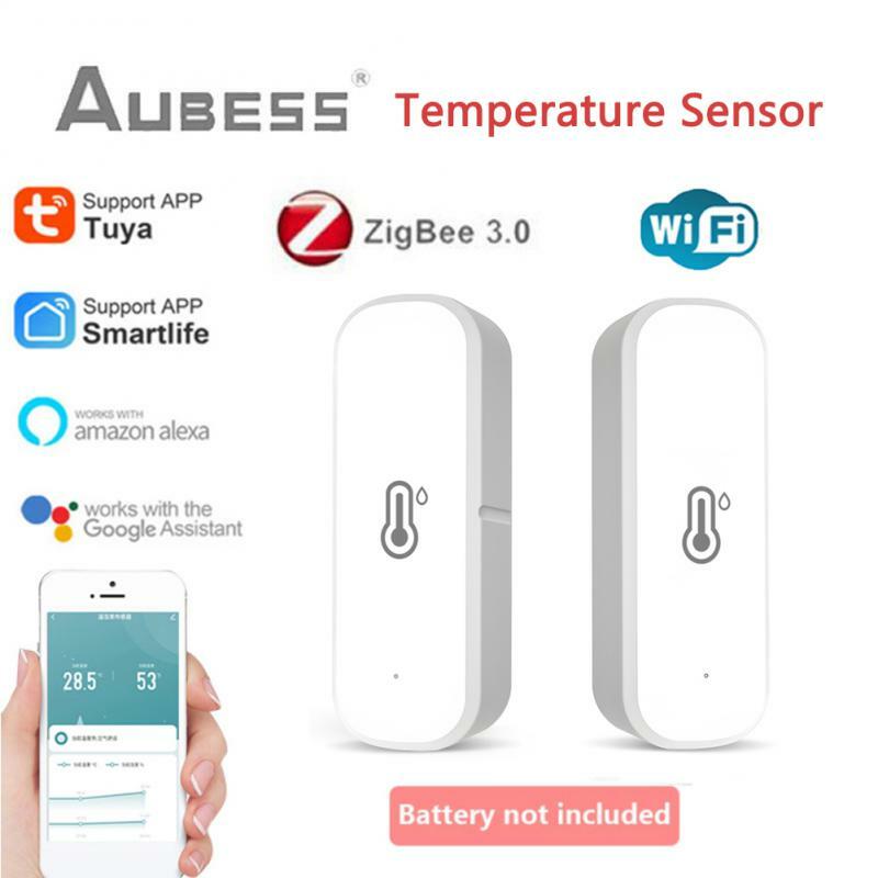 AUBESS-Sensor de temperatura y humedad Tuya ZigBee/WiFi, termómetro, controlador de Monitor para Smart Life, Alexa, asistente de Google Home