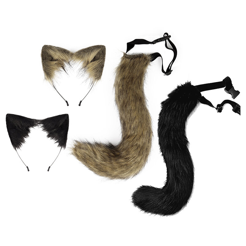 Fox Ears Hair Band Halloween Party Adjustable Simulation Fox Tail Plush Cosplay Anime Exhibition Dress Up Decoration Accessories