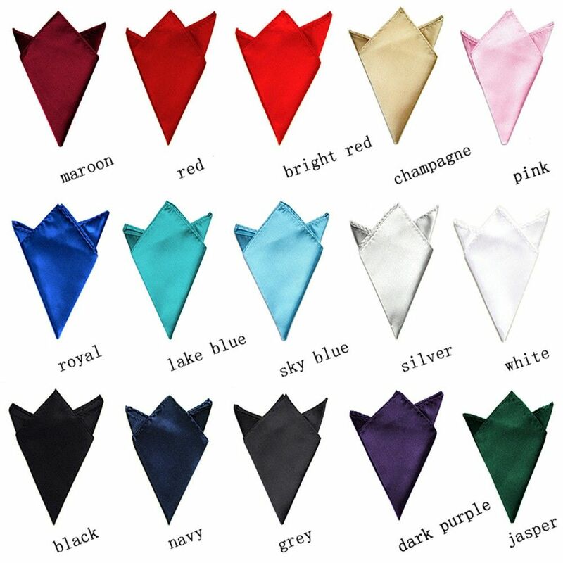 Herren handgemachte schicke quadratische schlichte Männer solide Taschentuch 15 Farbe Satin schlichte formelle Anzug Taschentuch Seide Einst ecktuch
