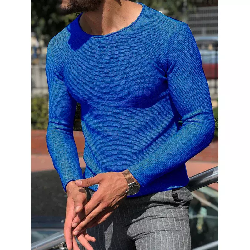 Mens Casual o-collo solido maglione primavera moda Pullover lavorato a maglia top per gli uomini 2023 nuova camicia a maniche lunghe Streetwear