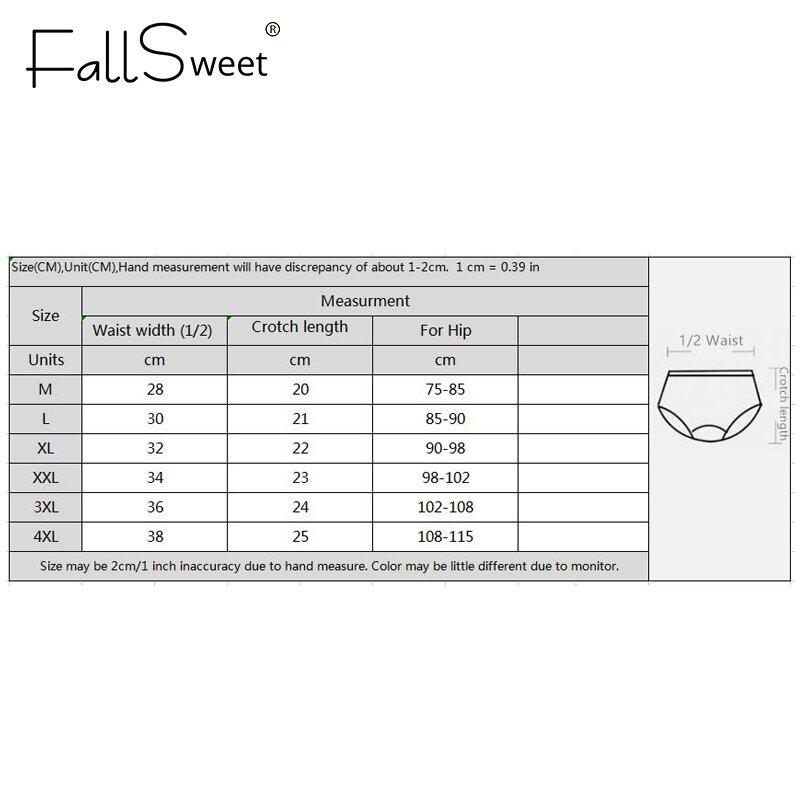FallSweet 3 шт./упак .! Хлопковые трусики для женщин, плюс размер , мягкие трусики сексуальное женское нижнее белье , женское нижнее белье , 4XL
