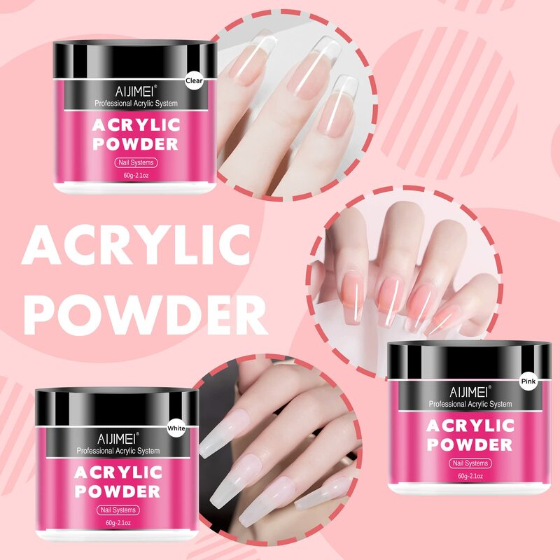 AIJIMEI Acrylic Powder Pink Acrylic Powder Acrylic Nail Powder Acrylic Nail Pink Acrylic Powder Pink Acrylic Powder for Nails