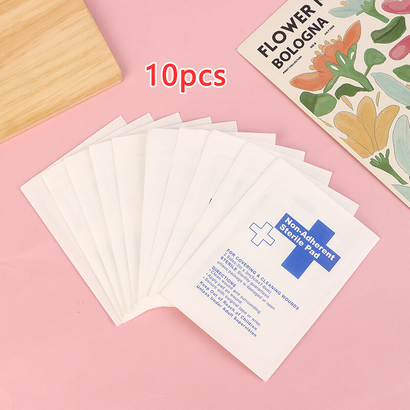 10pcs Cotton Waterproof Gauze Pad Non-adherent Pad First Aid Kit Wound Dressing Tapes
