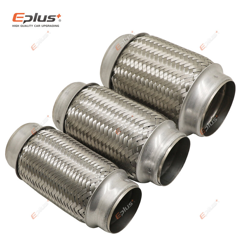 EPLUS-Car Exhaust Pipe Connector, aço inoxidável, telescópico, Conexão flexível, Braid foles, soldados, Universal