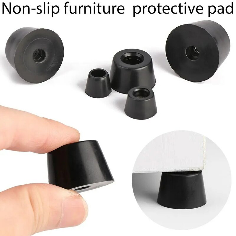 8 pcs Furniture Rubber Foot Mat Black Slip Feet Bed Table Box Tapered Shock Protection Floor Protective Pad  Furniture Parts