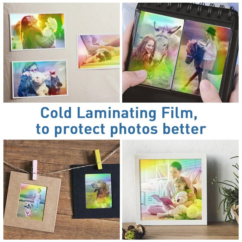 10 arkuszy holograficznej folii do laminowania na zimno A4 tłuczone szkło gwiazdy samoprzylepne papier samoprzylepny Film zestaw do DIY karta fotograficzna folia do laminowania