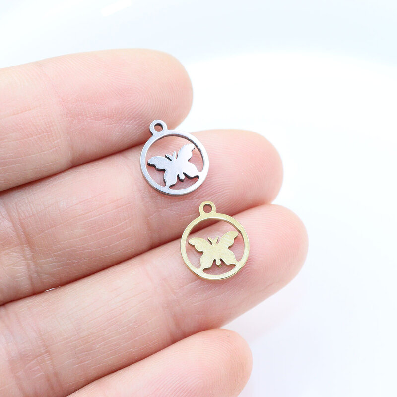 10pcs Stainless Steel Heart Beat Connector Jewelry Charms Pendant DIY Handcraft  Vacuum Plate Waterproof Antiallergic