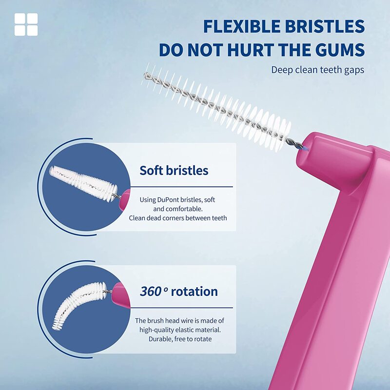Kingubznis 100Pcs Orthodontic Interdental Brush for Teeth Cleaning Soft Bristles Orthodontic Toothbrush Clean Between Teeth