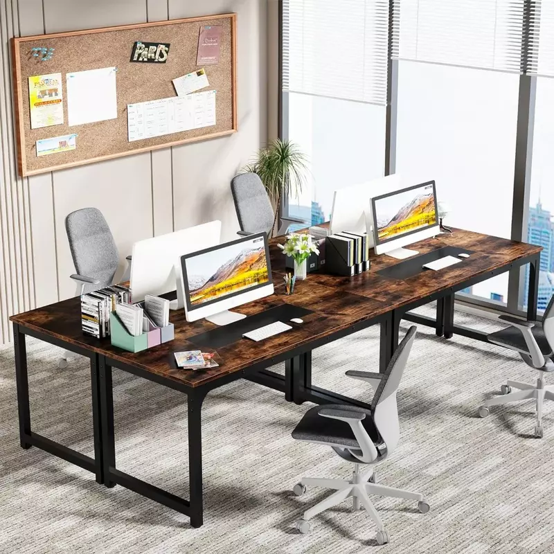 LITTLE TREE 70.9 Inch X Large Executive Office Computer Desk, Brown
