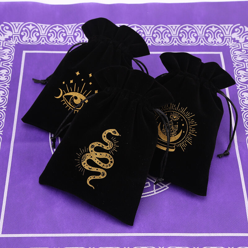 1 pz velluto nero fasi lunari Tarots Oracle card Storage Bag rune costellazione strega divinazione accessori gioielli dadi Bag