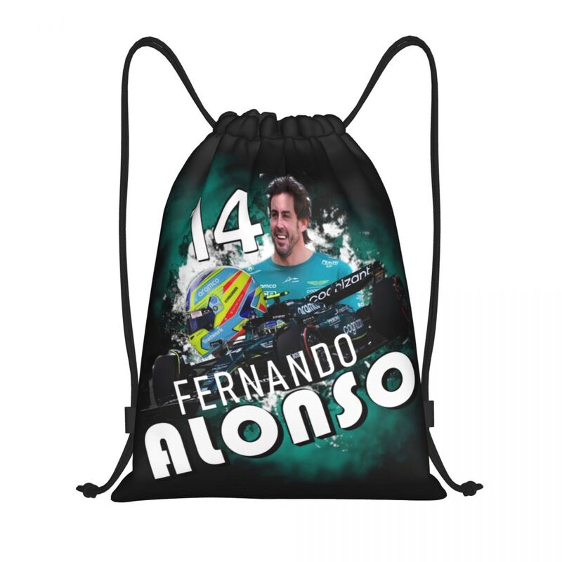 Custom Alonso Motor Racing Drawstring Sacos para Treinamento, Mochilas de Yoga para Mulheres e Homens, Diego Sports Car, Gym Sackpack