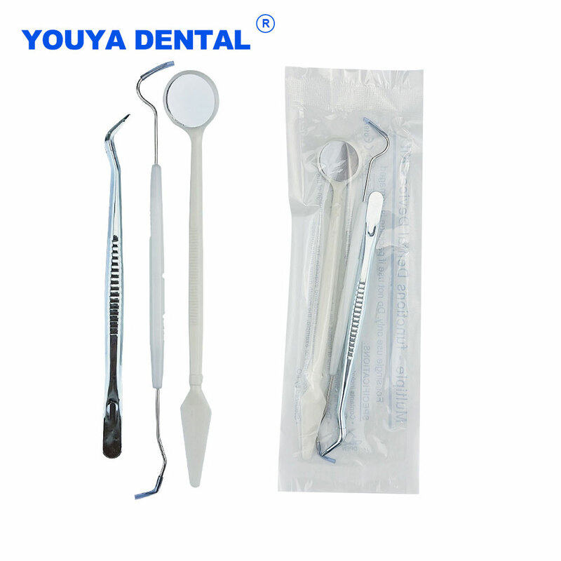 3ชิ้น/เซ็ตทันตกรรมชุดกล่องเครื่องมือสแตนเลสสตีลทันตแพทย์ชุดกระจกตะขอตรวจบาดแผล Pick Tweezer ชุด Dentista Oral Care Kit