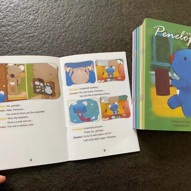 Niebieskie angielskie linie animacji 27 książek 54 odcinki Penelope dziennik życia DIFUYA angielskie książki dla dzieci