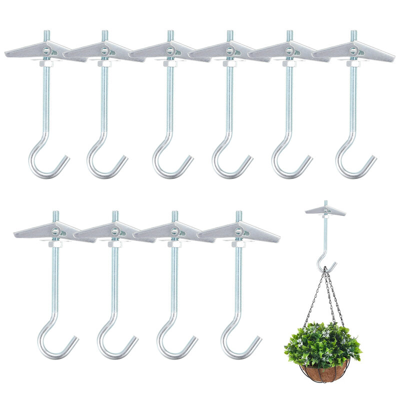 10pack/lot High Load Capacity Ceiling Galvanized Tilting Dowels With Hooks For Secure Plant Hanging