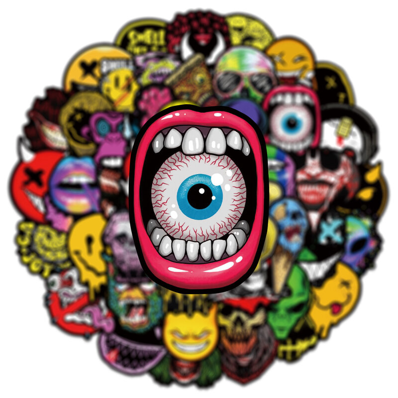 50 Stuks Cool Horror Skull Stickers Waterdicht Voor Telefoon Skateboard Gitaar Laptop Auto Motorfiets Helm Stickers Graffiti Speelgoed