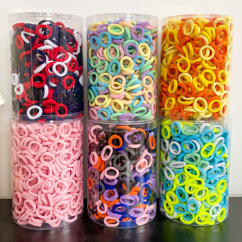 100PCS Colorful Basic Nylon Ealstic Hair Ties for Girls Ponytail Hold Scrunchie Rubber Band Kid Fashion Baby Hair Accessories