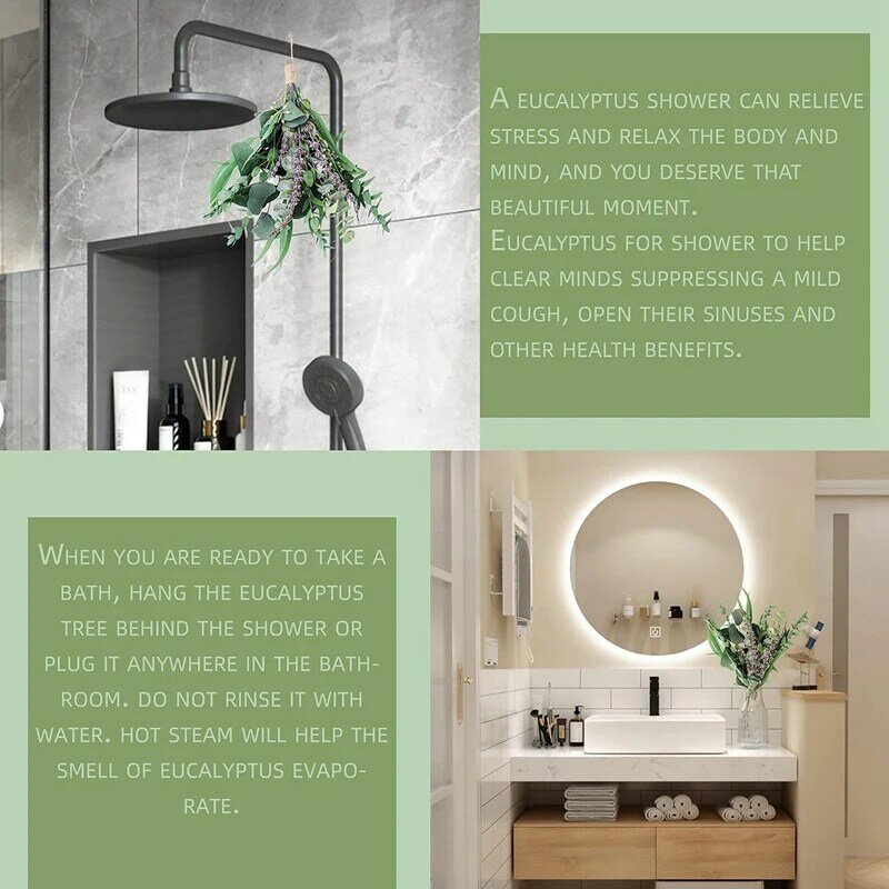 باقة أوكالبتوس والخزامى الفاخرة ، مثالية لديكور الاستحمام ، أجواء المنزل ، حقيقية طبيعية ، سهلة التركيب