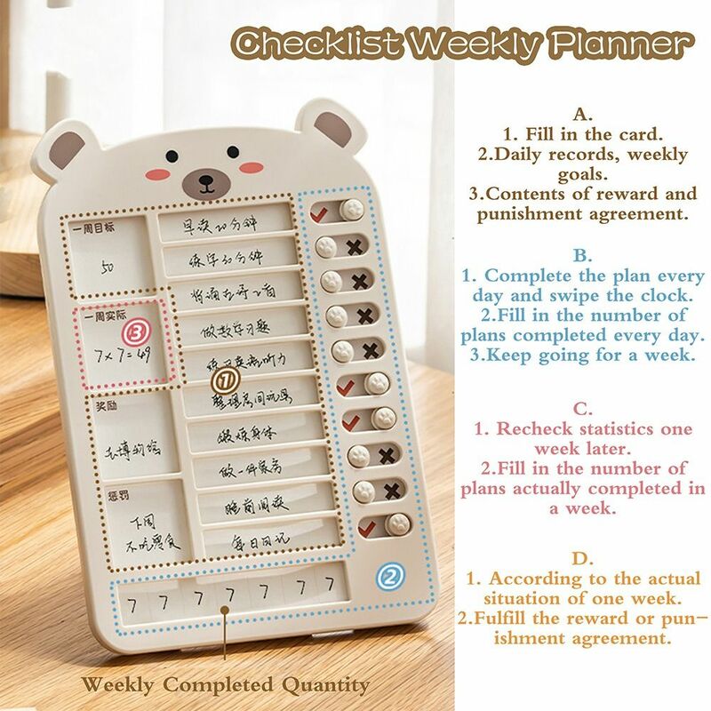 Shaped Holiday Task Plastic Memo Schedule Weekly Plan Board Planning Board Self-discipline Punch Card Checklist Daily Planner