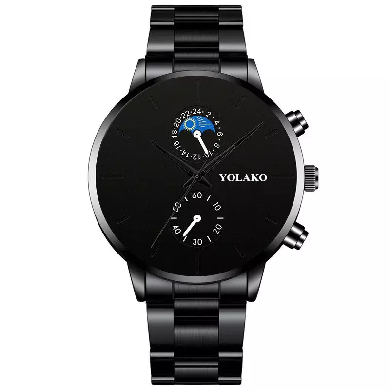 Jam tangan bisnis sederhana pria, arloji Quartz Stainless Steel untuk lelaki