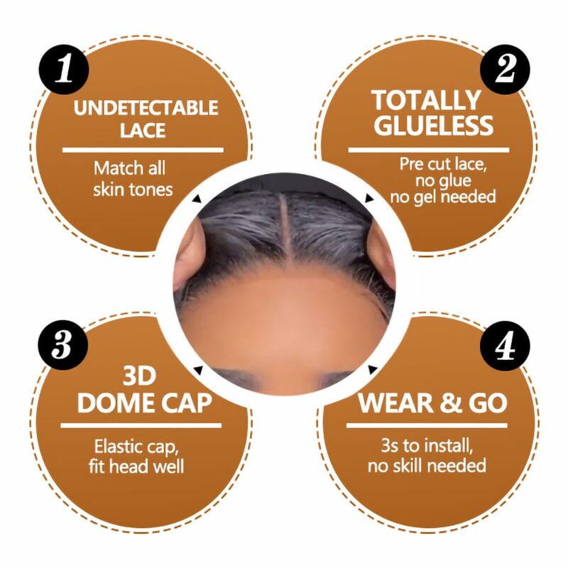 Pelucas de cabello humano sin pegamento, pelo prearrancado para principiantes, 180% de densidad, onda corporal, encaje frontal, 6x4