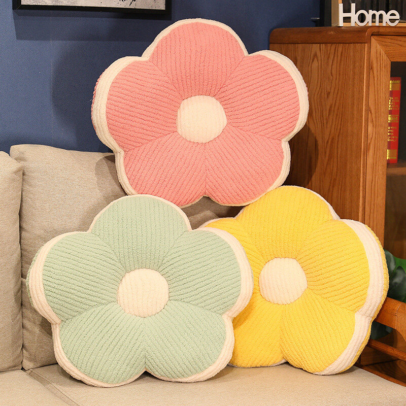 50cm Fluffly Realistic Color Five Petal Flower Plush Cushion Toy Cute Stuffed Plants Soft Throw Pillow Foot Mat Home Lazy Decor