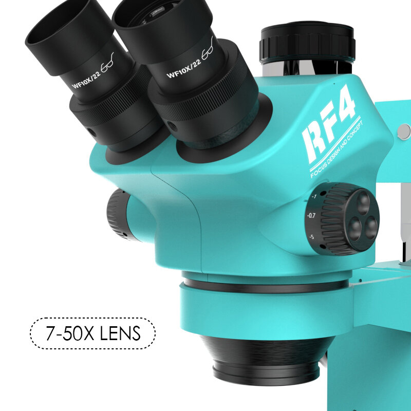 Стереоскопический триокулярный микроскоп RF4 RF7050TVW 7-50X с 144 светодиодными лампами