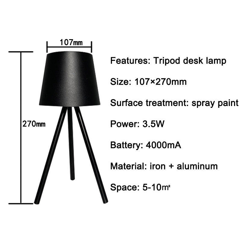 Modern Cordless Portable Wireless Design Tripod Desk Lamp Indoor Lighting Dimming Switch Night Light Fixture bar cafe hotel