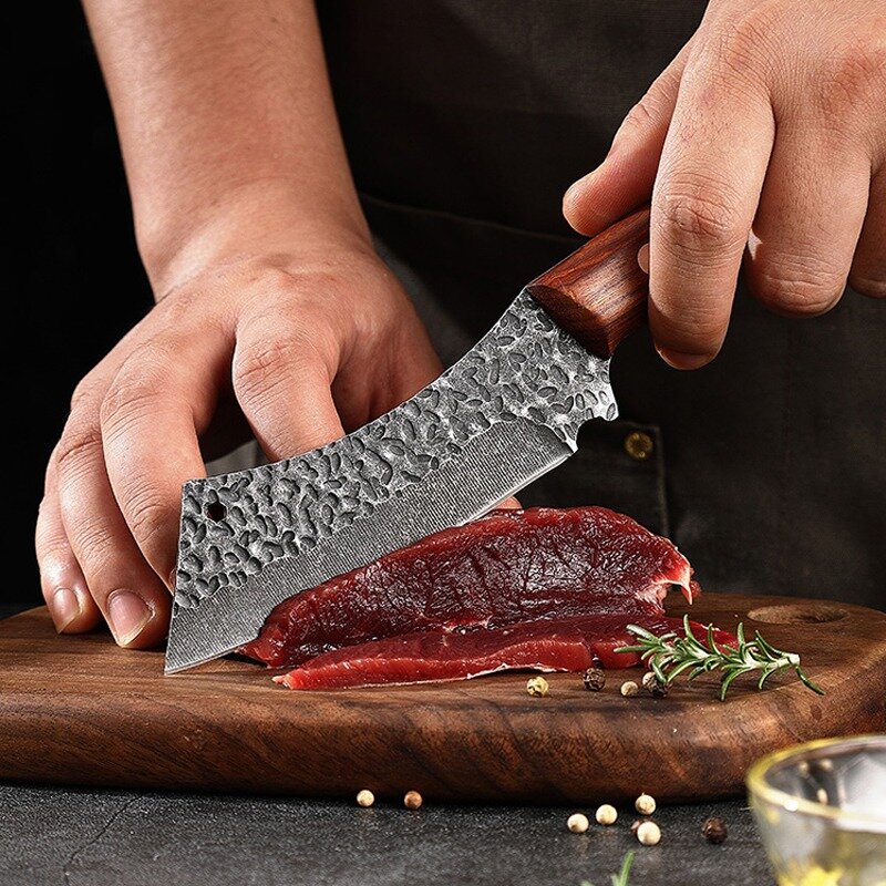 2 pezzi Sharp Fruit Peeler coltello da carne forbici per ossa di pollo Set di utensili da cucina in acciaio ad alto tenore di carbonio strumento per barbecue coltello da tasca fatto a mano