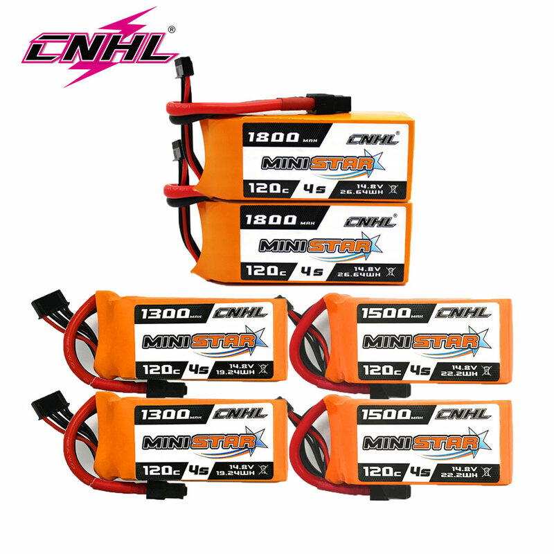 CNHL-Bateria Lipo com Ficha XT60, 14.8V, 1300mAh, 1500mAh, 1800mAh, 120C, Série Ministar, para RC FPV Drone, Quadcopter, Avião, 2pcs