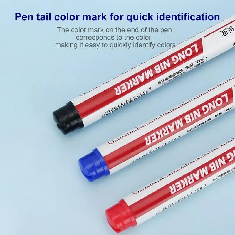 긴 머리 깊은 구멍 마커, 긴 코 기계식 펜, 드릴 구멍 마커, 다채로운 방수 목수 잉크 마커 펜, 유리용