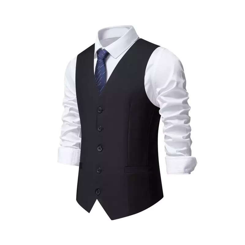 Colete listrado preto masculino, colete fino, terno de negócios britânico, roupa profissional do noivo XX382S, primavera e outono