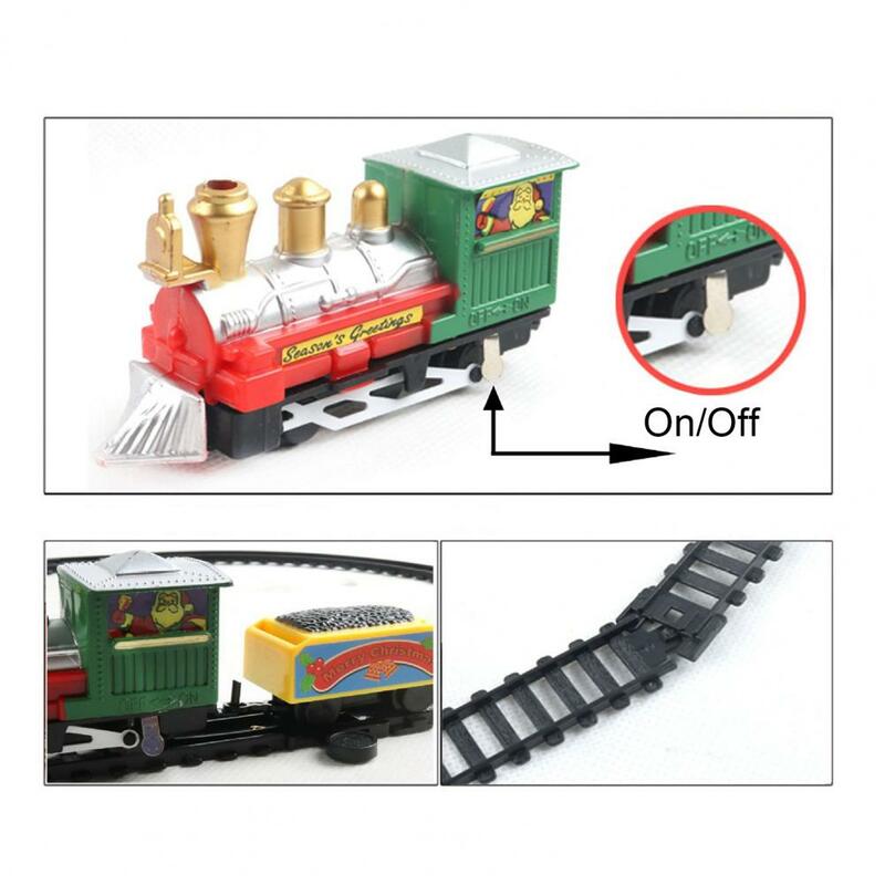 어린이용 신나는 기차 장난감, 빈티지 크리스마스 전기 기차 장난감, 조명 소리, 움직이는 트레일 엔터테인먼트 선물, 신제품