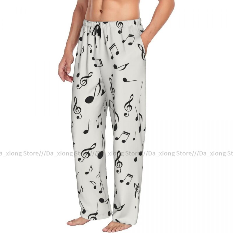 Мужская одежда для сна Свободные Штаны для сна Пижама с музыкальными нотами длинные штаны для отдыха повседневная домашняя одежда